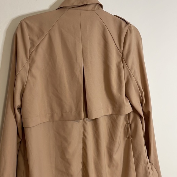 Minimalist Trench Love Tree Open Tan Jacket Longline Utility Oversize Loose Med - Picture 11 of 13